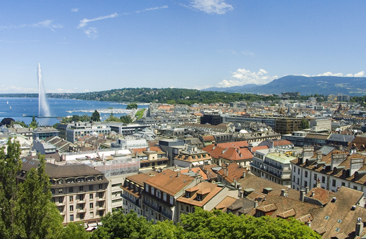 vue de Genève avec le Jet d'eau